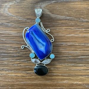 925 silver + Blue Agate Pendant